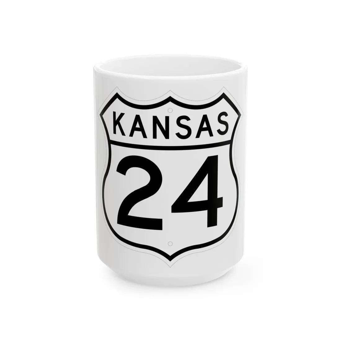 US 24 Kansas 1962 (Kansas) (Road Sign) White Coffee Mug 15oz - Go Mug Yourself