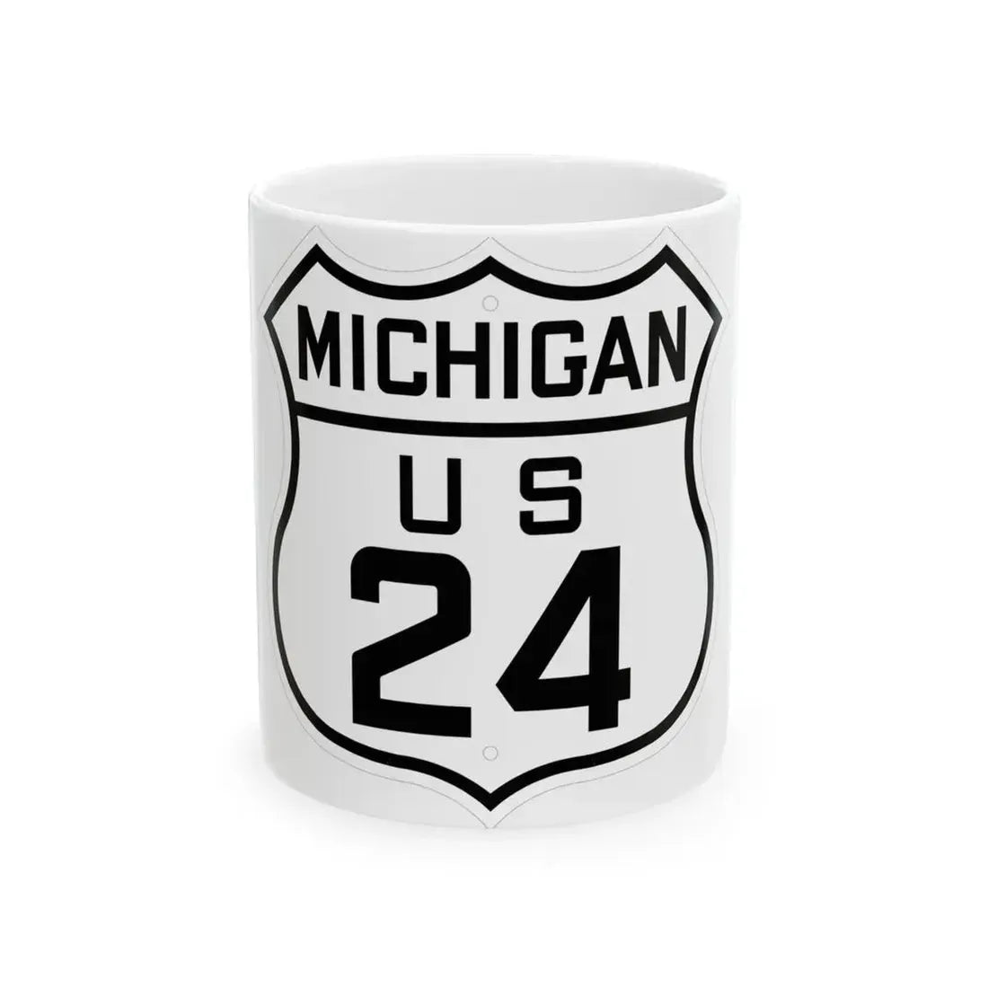 US 24 Michigan 1926 (Michigan) (Road Sign) White Coffee Mug 11oz - Go Mug Yourself