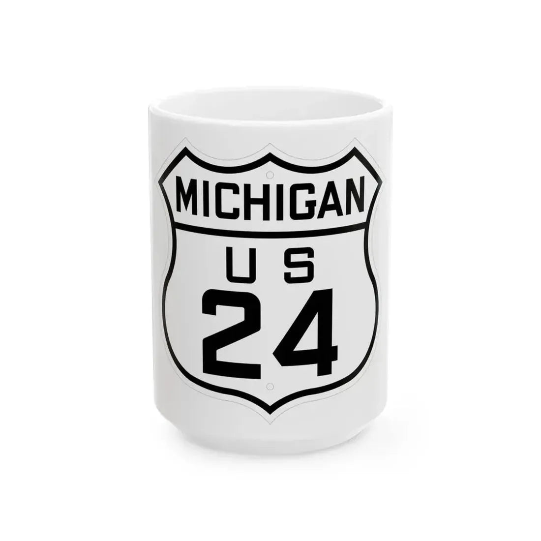 US 24 Michigan 1926 (Michigan) (Road Sign) White Coffee Mug 15oz - Go Mug Yourself