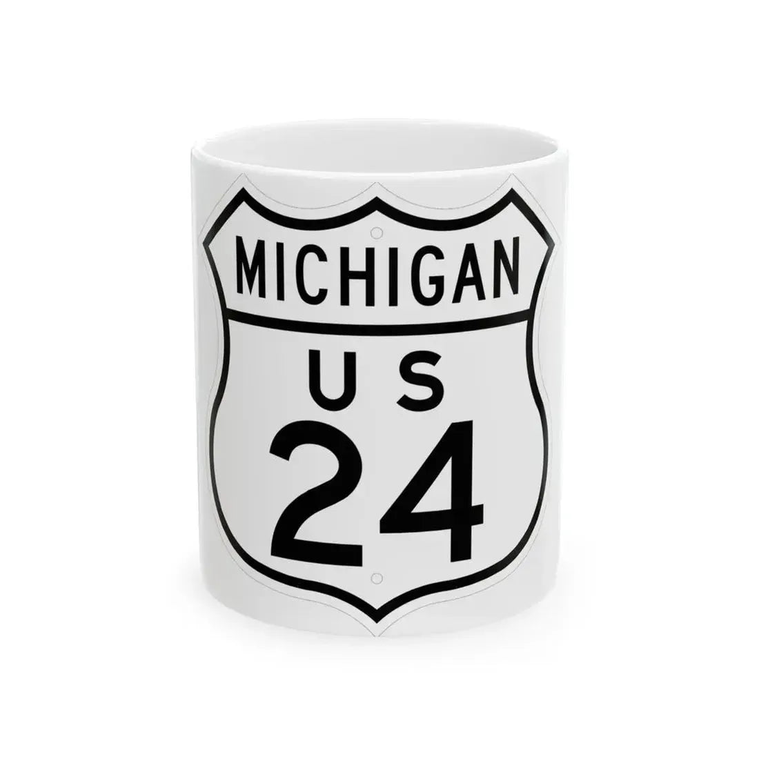 US 24 Michigan 1948 (Michigan) (Road Sign) White Coffee Mug 11oz - Go Mug Yourself
