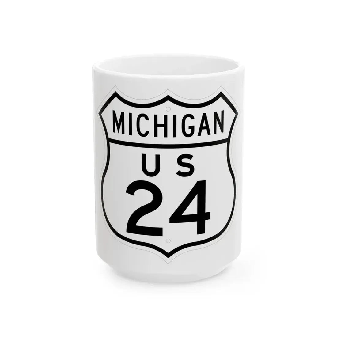 US 24 Michigan 1948 (Michigan) (Road Sign) White Coffee Mug 15oz - Go Mug Yourself