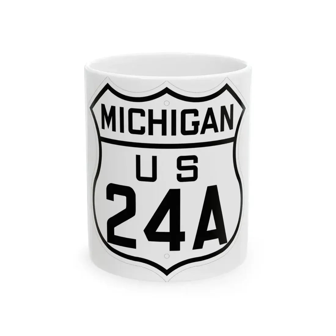 US 24A Michigan 1926 (Michigan) (Road Sign) White Coffee Mug 11oz - Go Mug Yourself