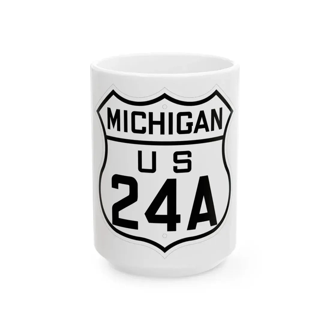 US 24A Michigan 1926 (Michigan) (Road Sign) White Coffee Mug 15oz - Go Mug Yourself