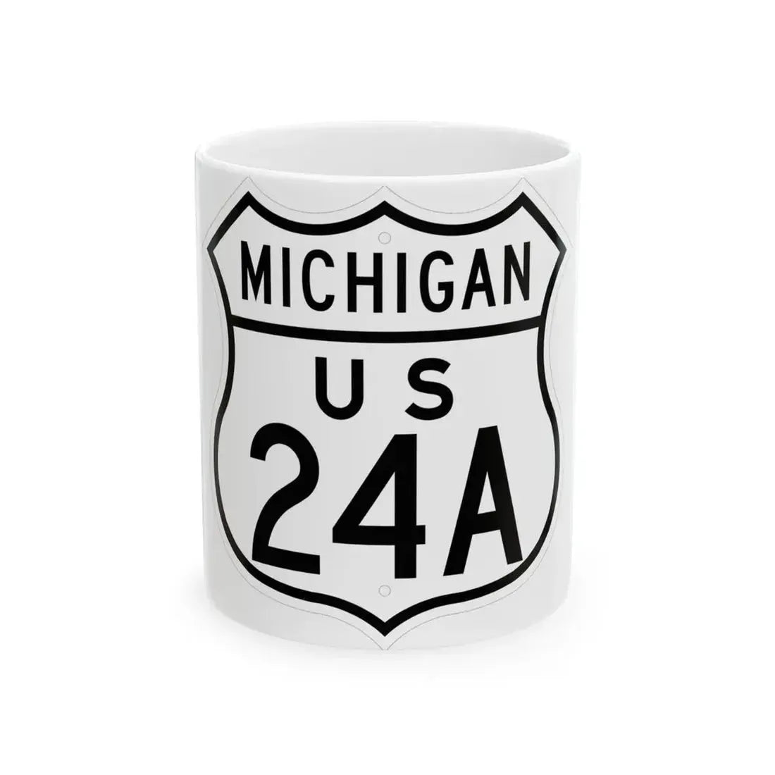US 24A Michigan 1948 (Michigan) (Road Sign) White Coffee Mug 11oz - Go Mug Yourself