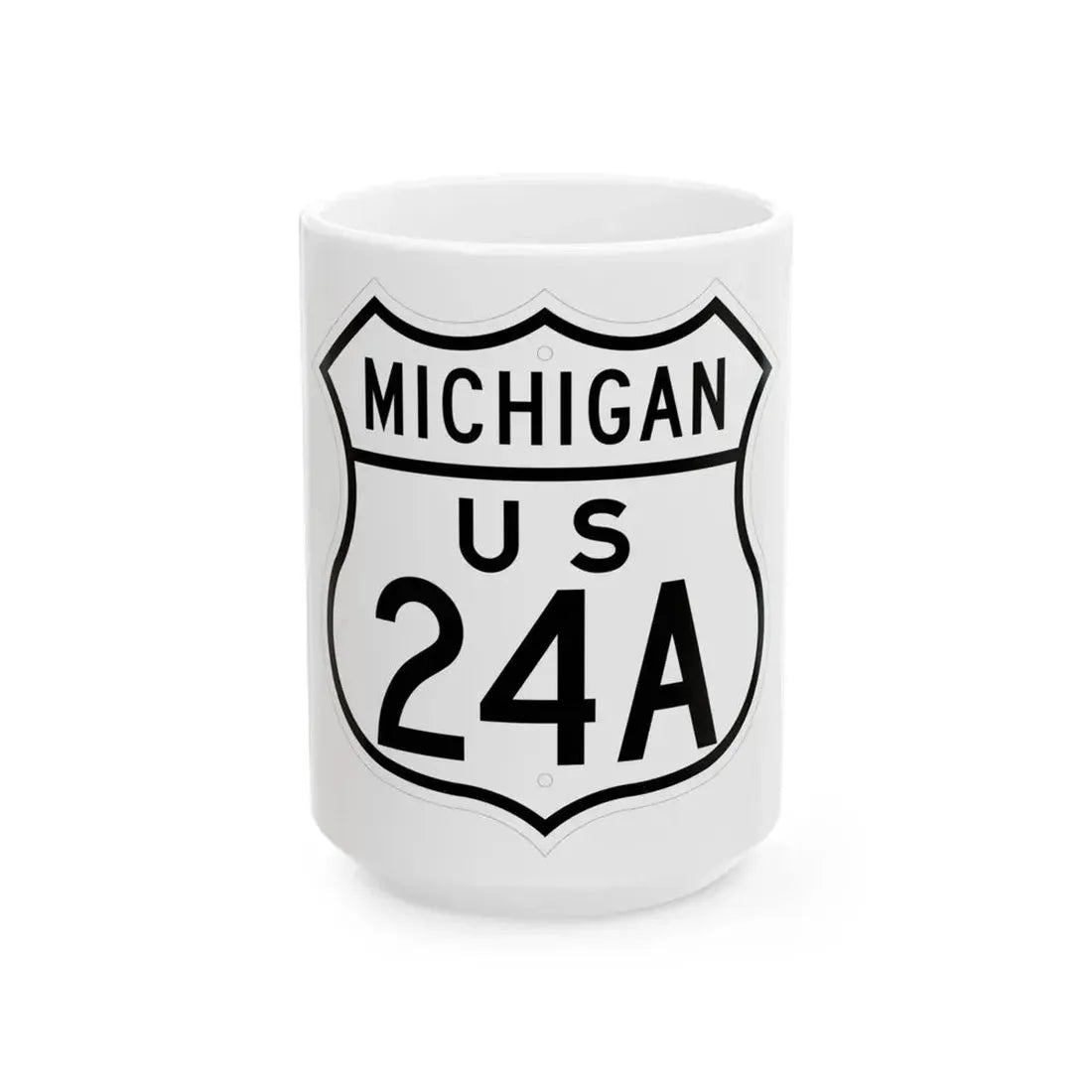 US 24A Michigan 1948 (Michigan) (Road Sign) White Coffee Mug 15oz - Go Mug Yourself