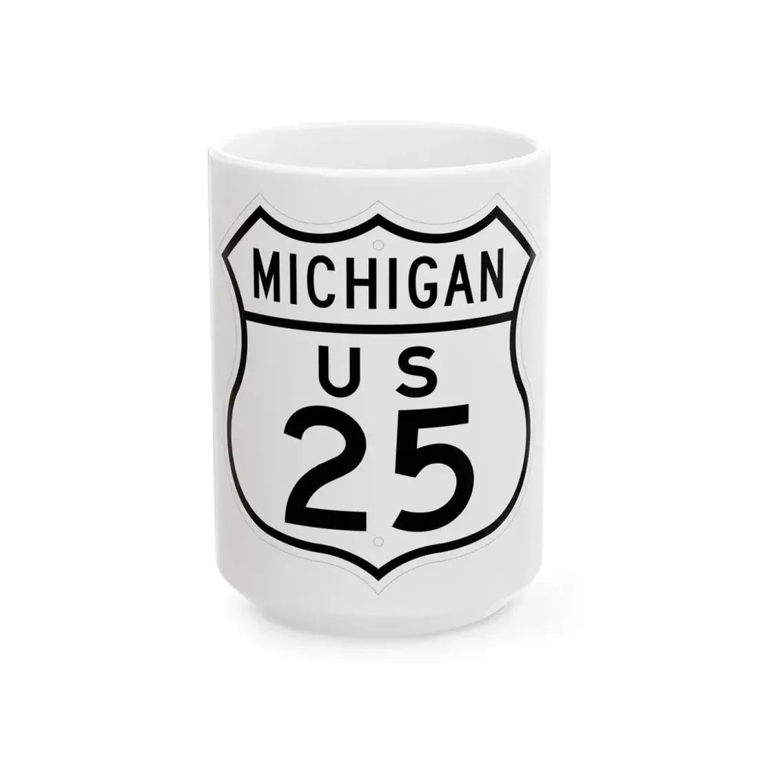 US 25 Michigan 1948 (Michigan) (Road Sign) White Coffee Mug 15oz - Go Mug Yourself