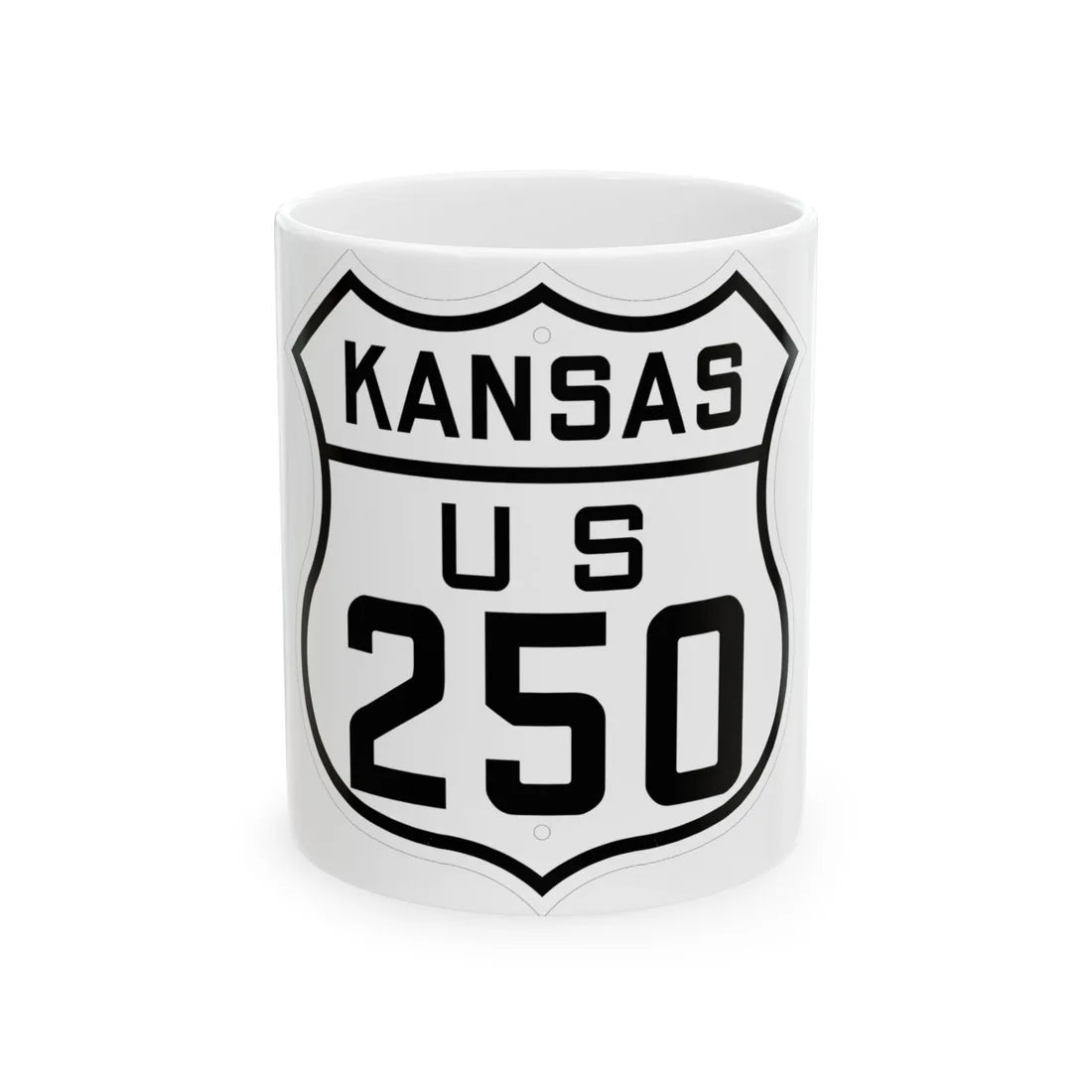 US 250 Kansas 1926 (Kansas) (Road Sign) White Coffee Mug 11oz - Go Mug Yourself