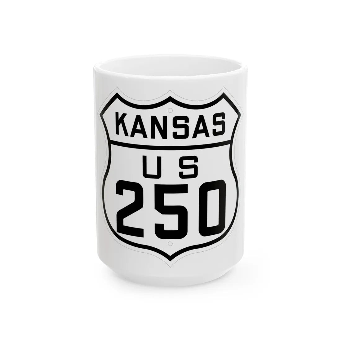 US 250 Kansas 1926 (Kansas) (Road Sign) White Coffee Mug 15oz - Go Mug Yourself