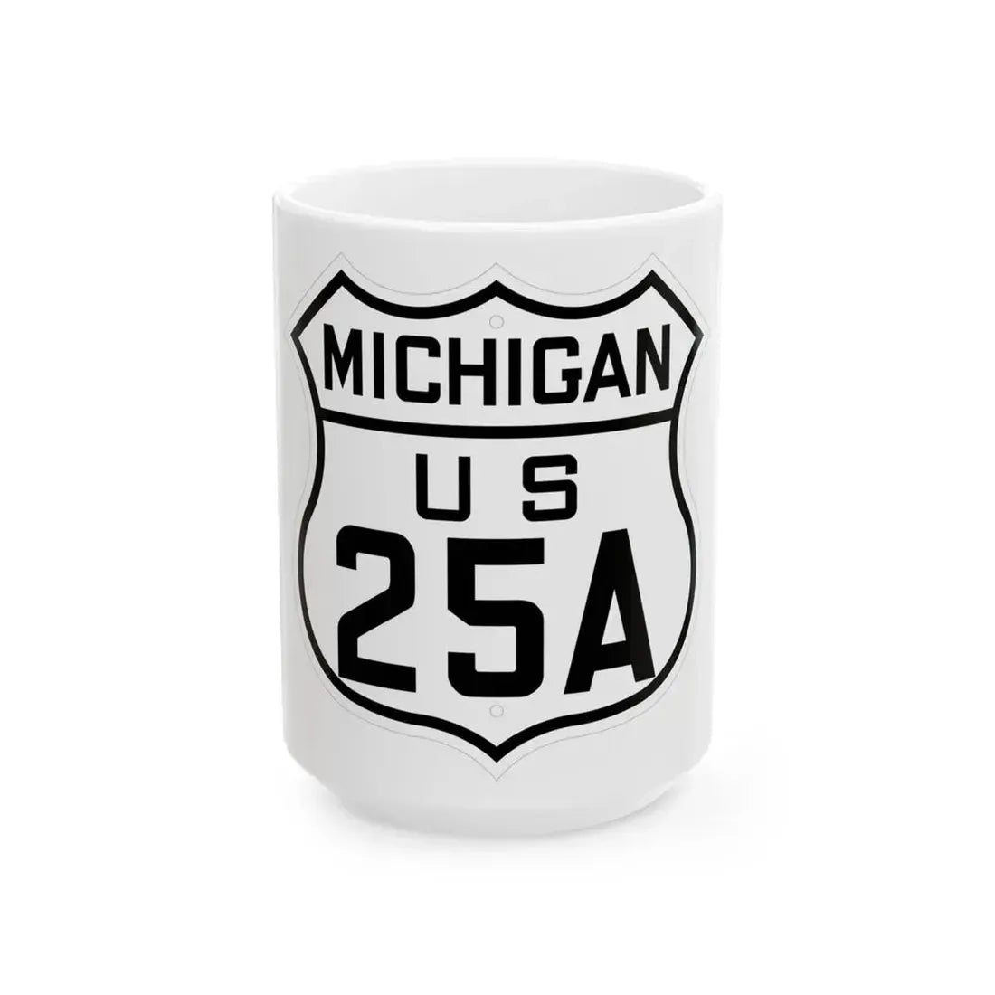 US 25A Michigan 1926 (Michigan) (Road Sign) White Coffee Mug 15oz - Go Mug Yourself