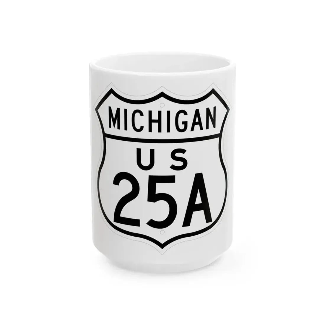 US 25A Michigan 1948 (Michigan) (Road Sign) White Coffee Mug 15oz - Go Mug Yourself