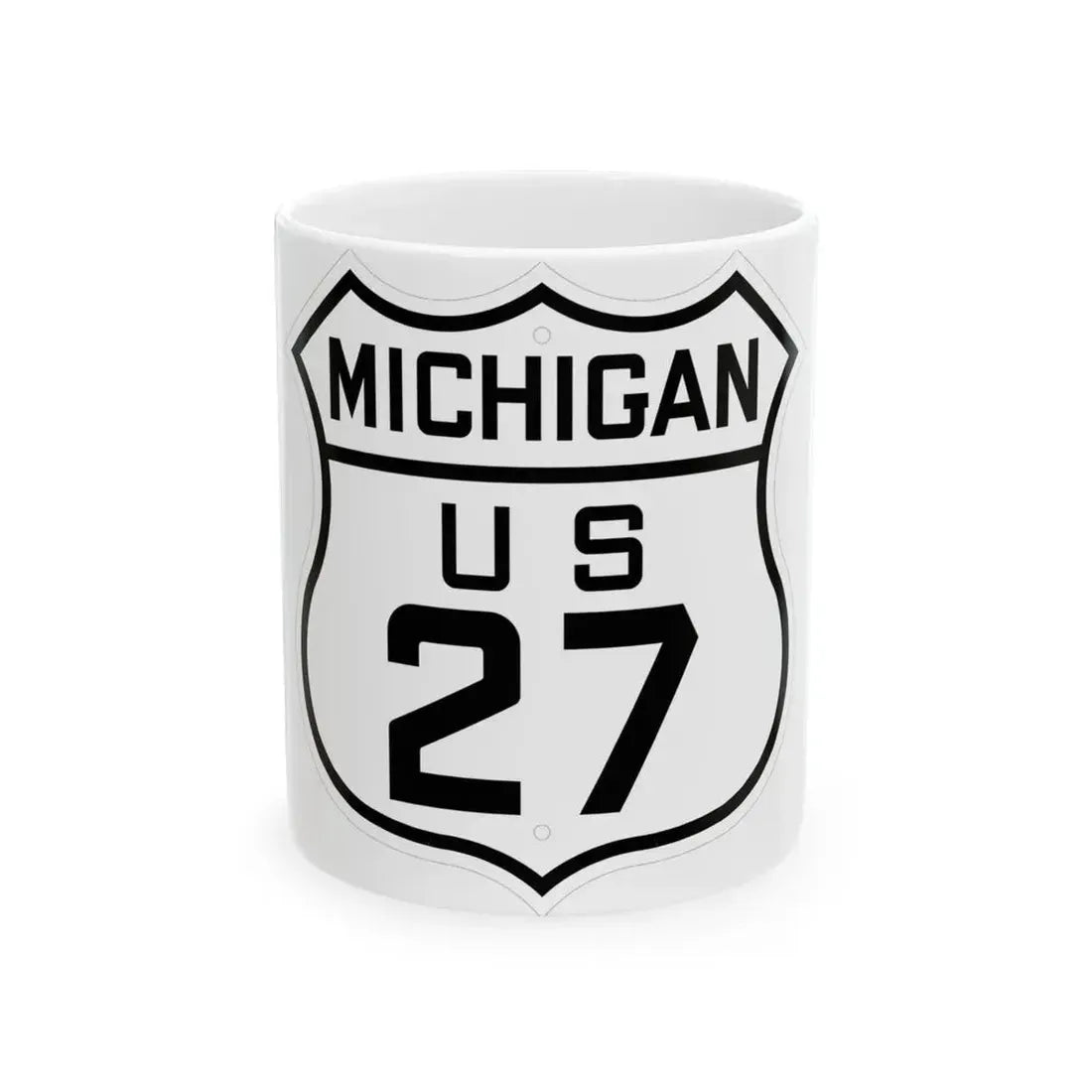 US 27 Michigan 1926 (Michigan) (Road Sign) White Coffee Mug 11oz - Go Mug Yourself