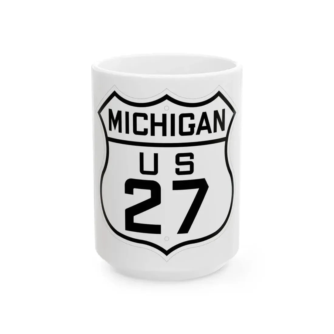 US 27 Michigan 1926 (Michigan) (Road Sign) White Coffee Mug 15oz - Go Mug Yourself