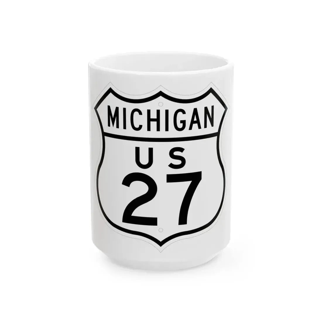 US 27 Michigan 1948 (Michigan) (Road Sign) White Coffee Mug 15oz - Go Mug Yourself