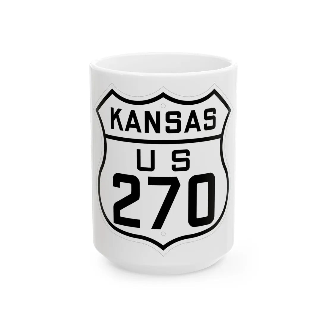 US 270 Kansas 1926 (Kansas) (Road Sign) White Coffee Mug 15oz - Go Mug Yourself