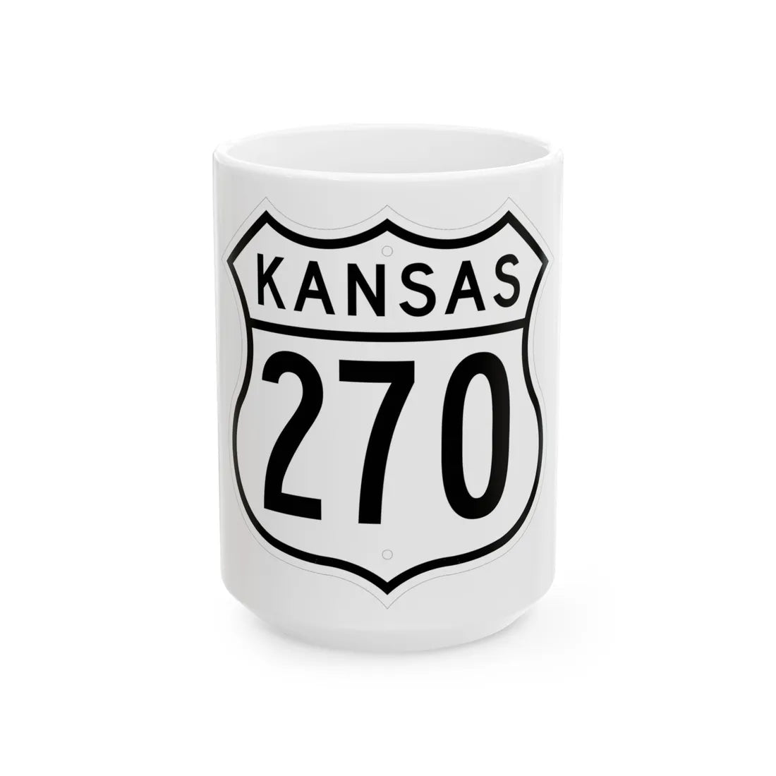 US 270 Kansas 1962 (Kansas) (Road Sign) White Coffee Mug 15oz - Go Mug Yourself