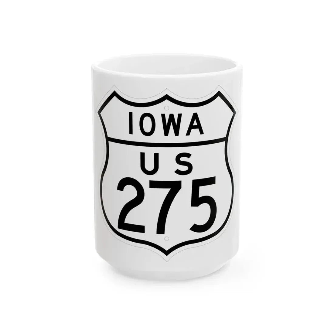 US 275 Iowa 1948 (Iowa) (Road Sign) White Coffee Mug 15oz - Go Mug Yourself