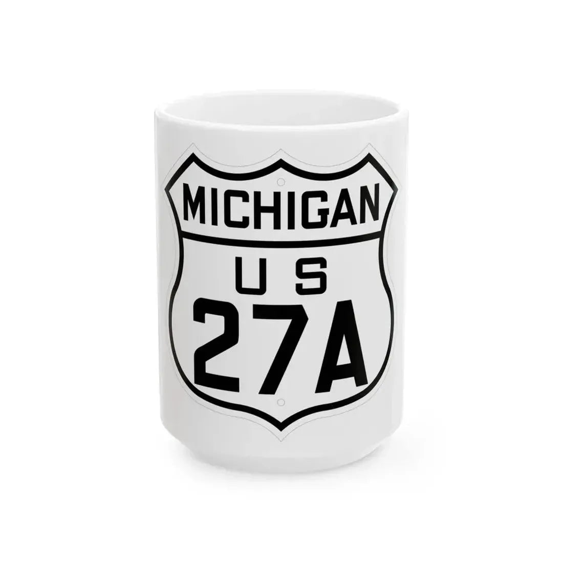 US 27A Michigan 1926 (Michigan) (Road Sign) White Coffee Mug 15oz - Go Mug Yourself