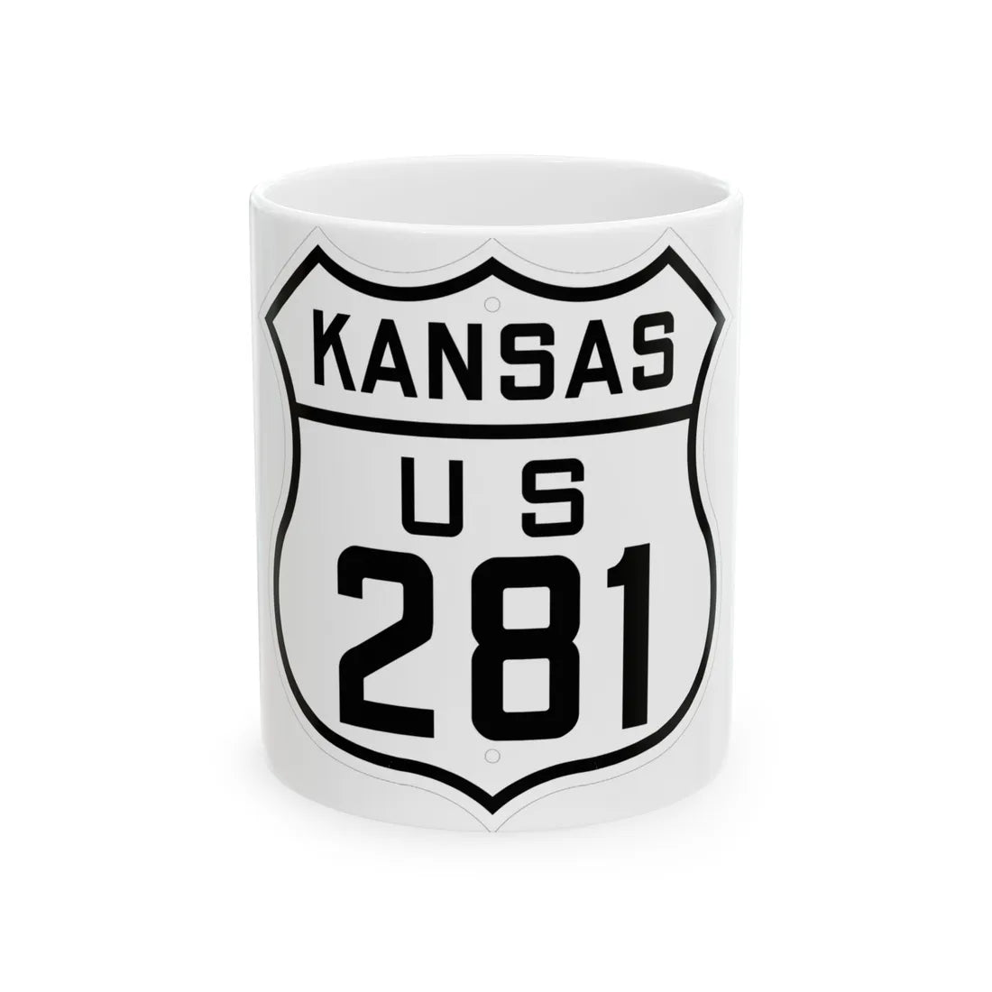 US 281 Kansas 1926 (Kansas) (Road Sign) White Coffee Mug 11oz - Go Mug Yourself