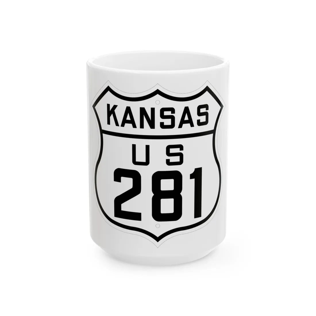 US 281 Kansas 1926 (Kansas) (Road Sign) White Coffee Mug 15oz - Go Mug Yourself