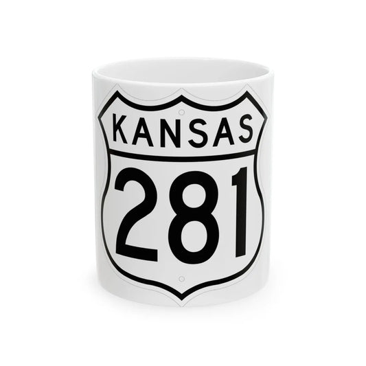 US 281 Kansas 1962 (Kansas) (Road Sign) White Coffee Mug 11oz - Go Mug Yourself