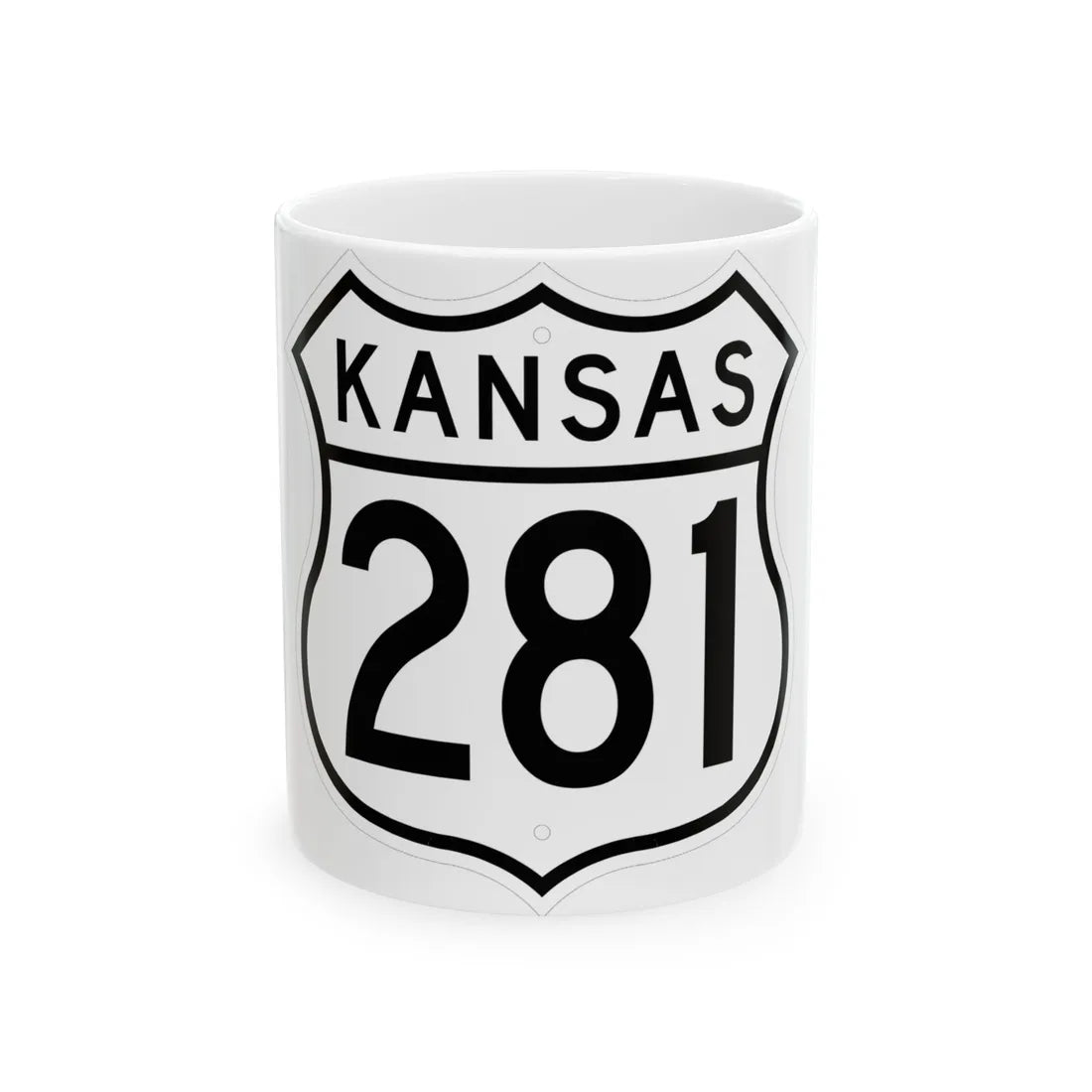 US 281 Kansas 1962 (Kansas) (Road Sign) White Coffee Mug 11oz - Go Mug Yourself