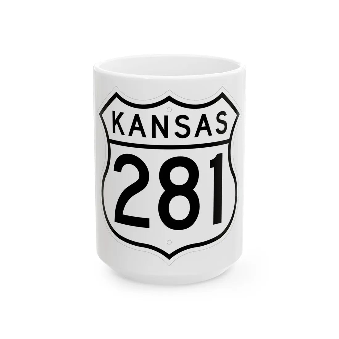 US 281 Kansas 1962 (Kansas) (Road Sign) White Coffee Mug 15oz - Go Mug Yourself