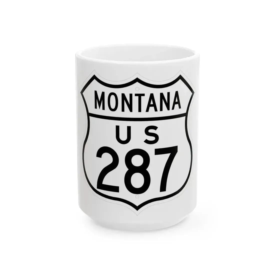 US 287 Montana 1948 (Montana) (Road Sign) White Coffee Mug 15oz - Go Mug Yourself