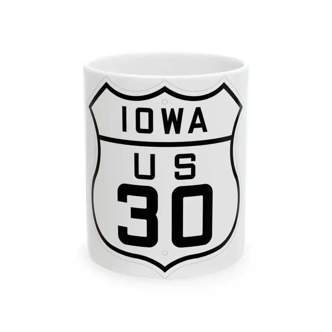 US 30 Iowa 1926 (Iowa) (Road Sign) White Coffee Mug 11oz - Go Mug Yourself