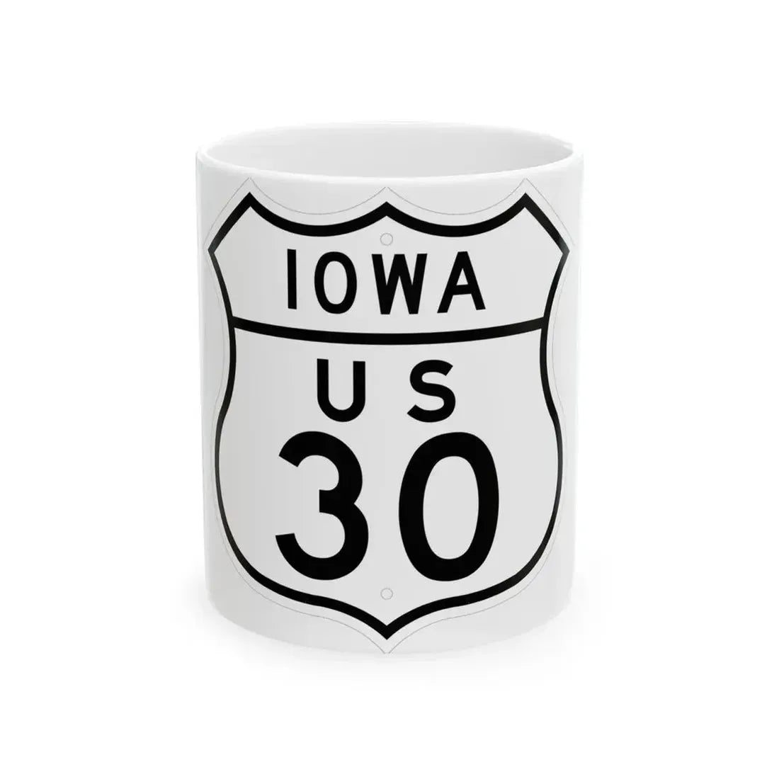 US 30 Iowa 1948 (Iowa) (Road Sign) White Coffee Mug 11oz - Go Mug Yourself