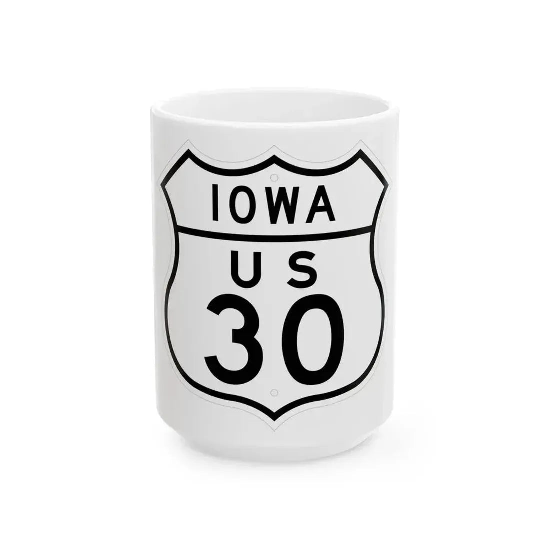 US 30 Iowa 1948 (Iowa) (Road Sign) White Coffee Mug 15oz - Go Mug Yourself