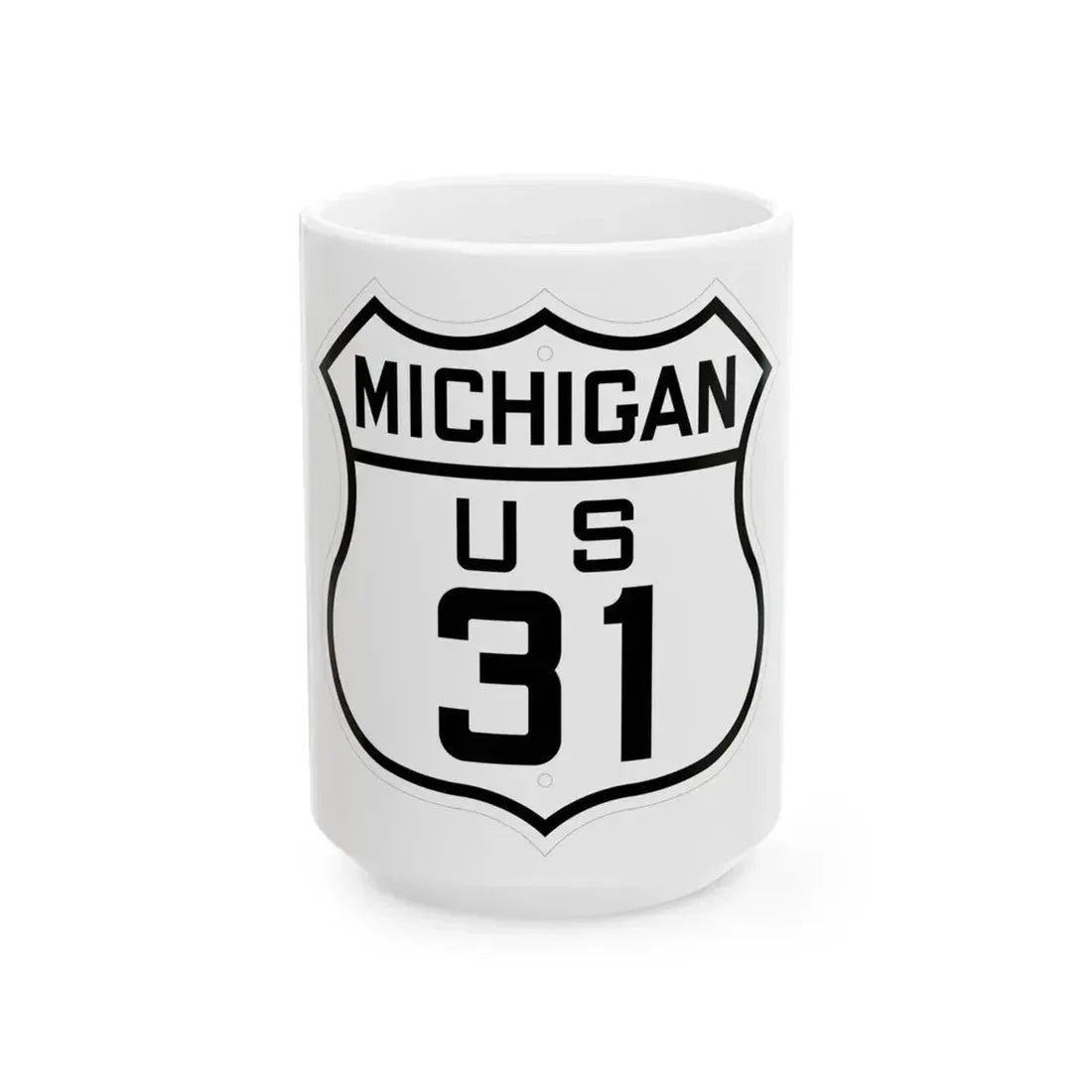 US 31 Michigan 1926 (Michigan) (Road Sign) White Coffee Mug 15oz - Go Mug Yourself