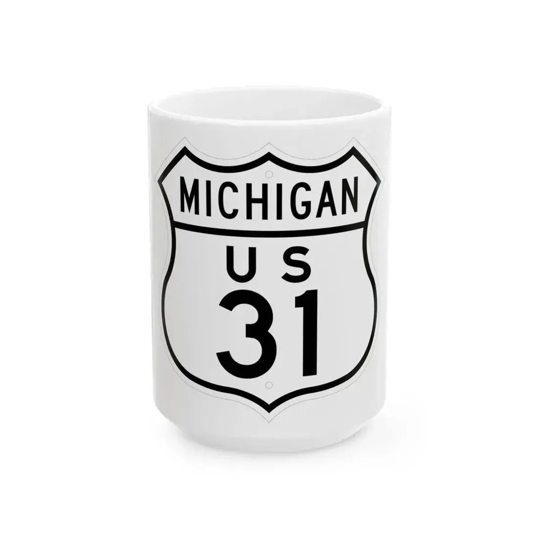 US 31 Michigan 1948 (Michigan) (Road Sign) White Coffee Mug 15oz - Go Mug Yourself