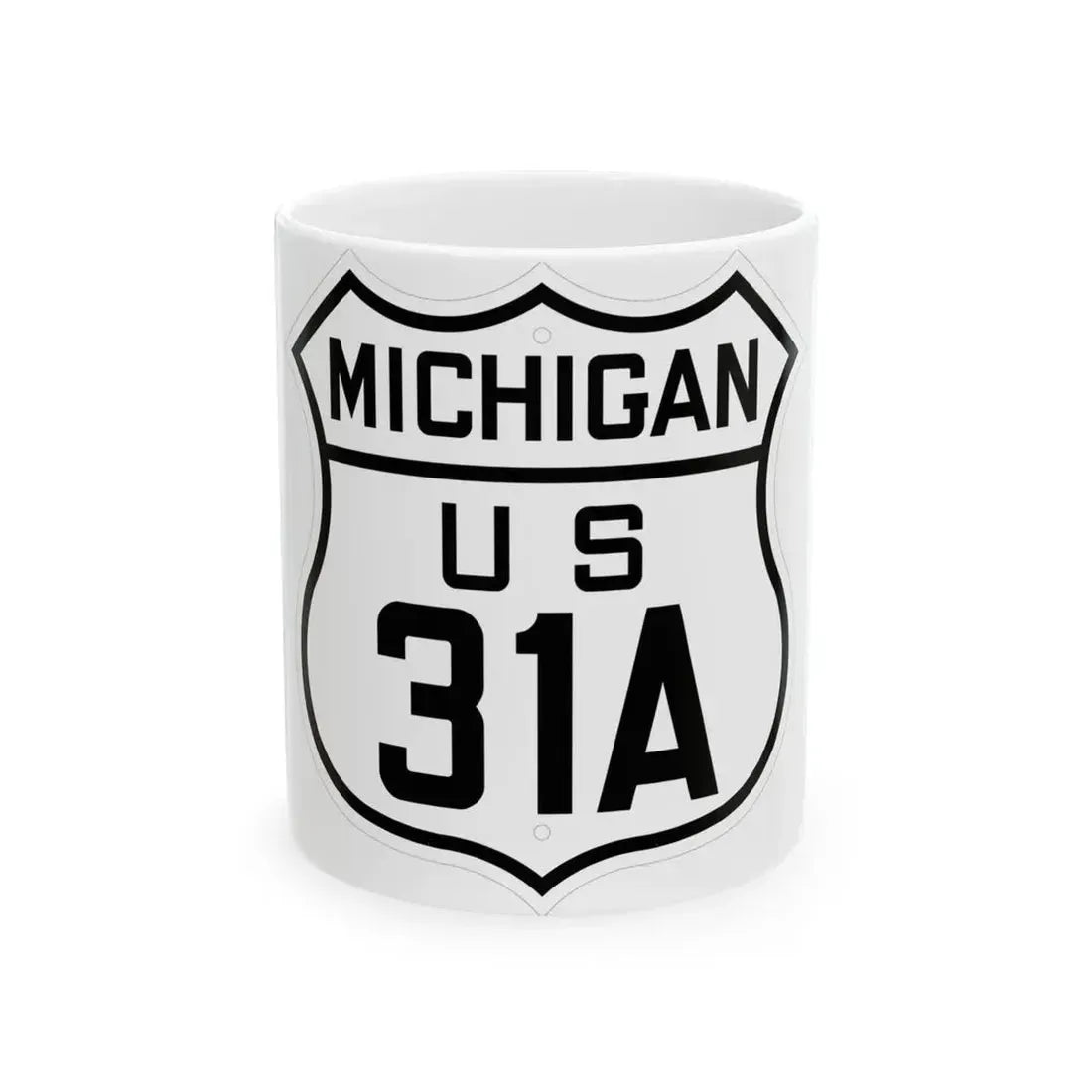US 31A Michigan 1926 (Michigan) (Road Sign) White Coffee Mug 11oz - Go Mug Yourself