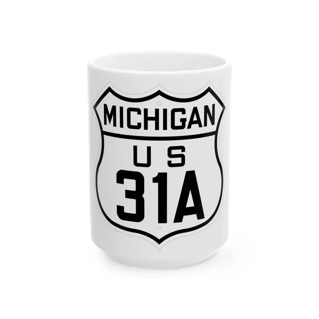 US 31A Michigan 1926 (Michigan) (Road Sign) White Coffee Mug 15oz - Go Mug Yourself