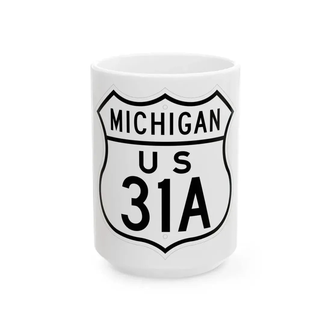 US 31A Michigan 1948 (Michigan) (Road Sign) White Coffee Mug 15oz - Go Mug Yourself