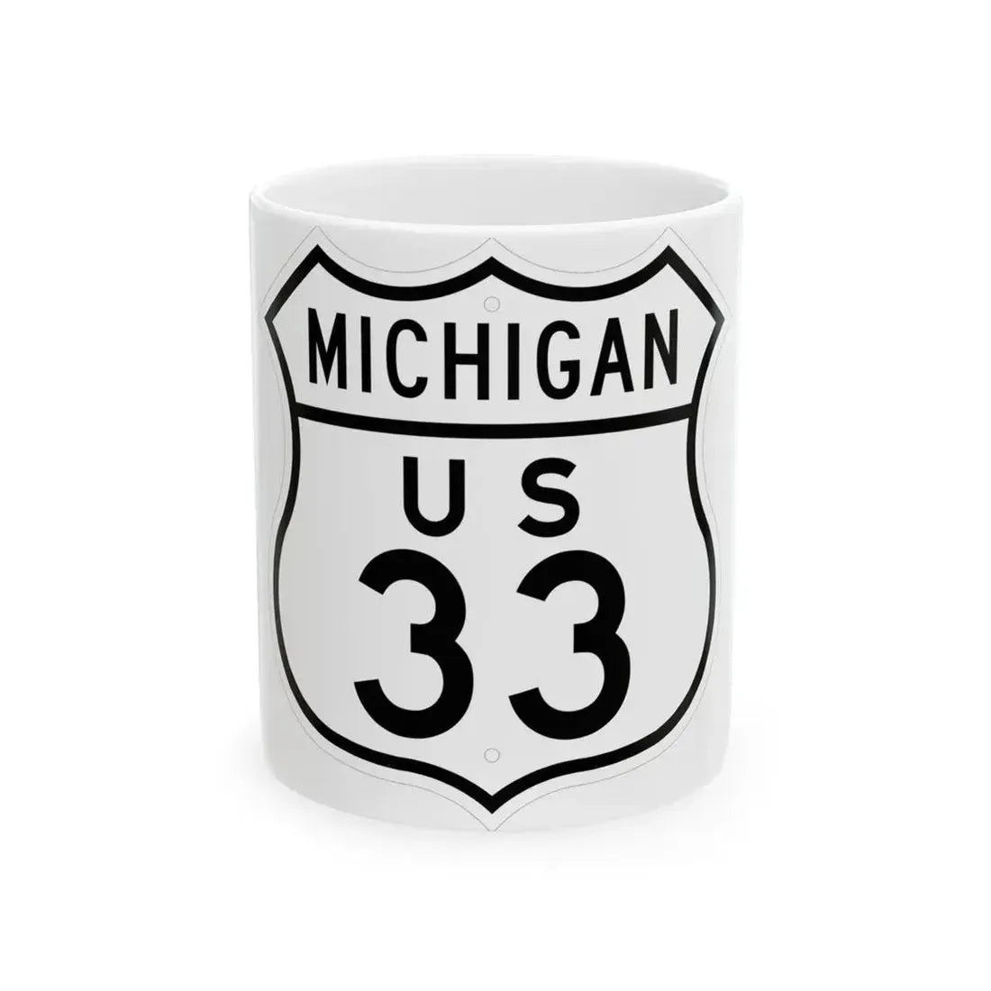 US 33 Michigan 1948 (Michigan) (Road Sign) White Coffee Mug 11oz - Go Mug Yourself