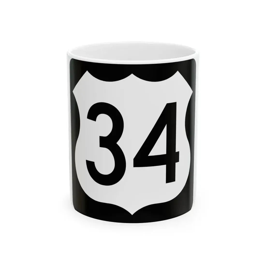 US 34 IA (Iowa) (Road Sign) White Coffee Mug 11oz - Go Mug Yourself