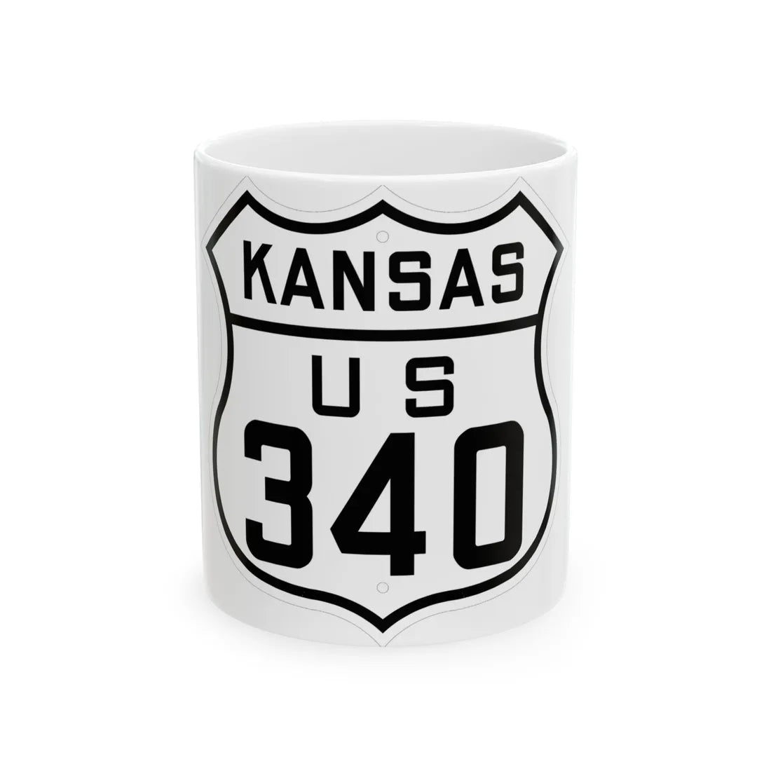 US 340 Kansas 1926 (Kansas) (Road Sign) White Coffee Mug 11oz - Go Mug Yourself