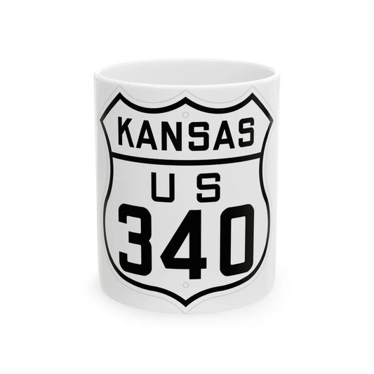 US 340 Kansas 1926 (Kansas) (Road Sign) White Coffee Mug 11oz - Go Mug Yourself