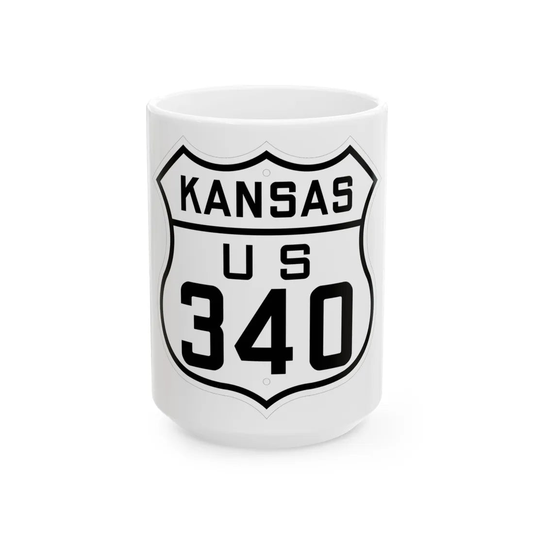US 340 Kansas 1926 (Kansas) (Road Sign) White Coffee Mug 15oz - Go Mug Yourself