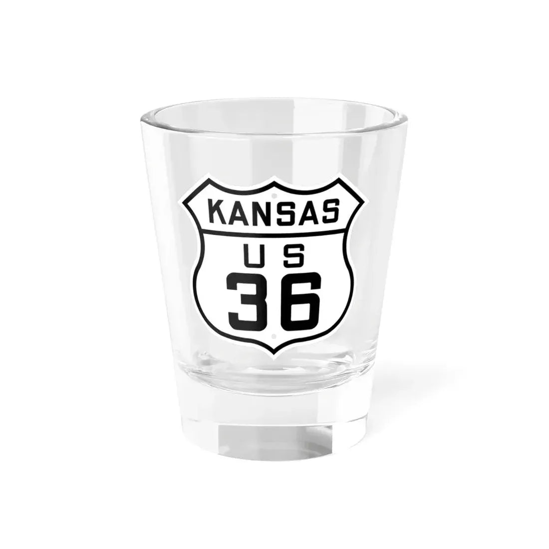 US 36 Kansas 1926 (Kansas) (Road Sign) Shot Glass 1.5oz 1.5oz - Go Mug Yourself