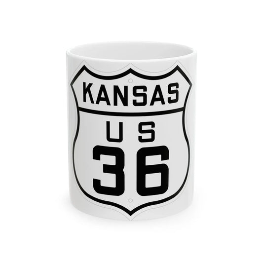US 36 Kansas 1926 (Kansas) (Road Sign) White Coffee Mug 11oz - Go Mug Yourself