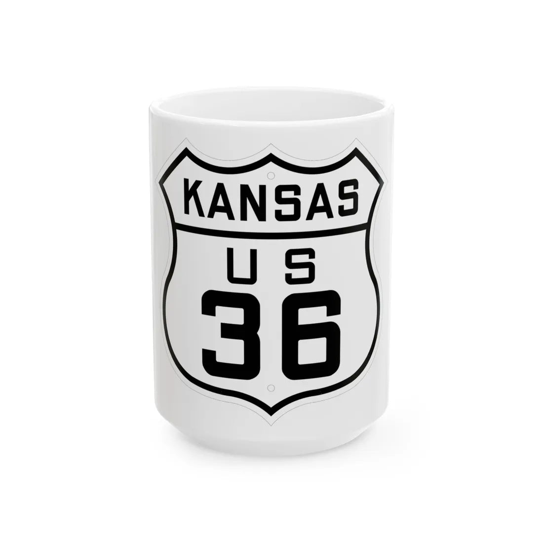 US 36 Kansas 1926 (Kansas) (Road Sign) White Coffee Mug 15oz - Go Mug Yourself