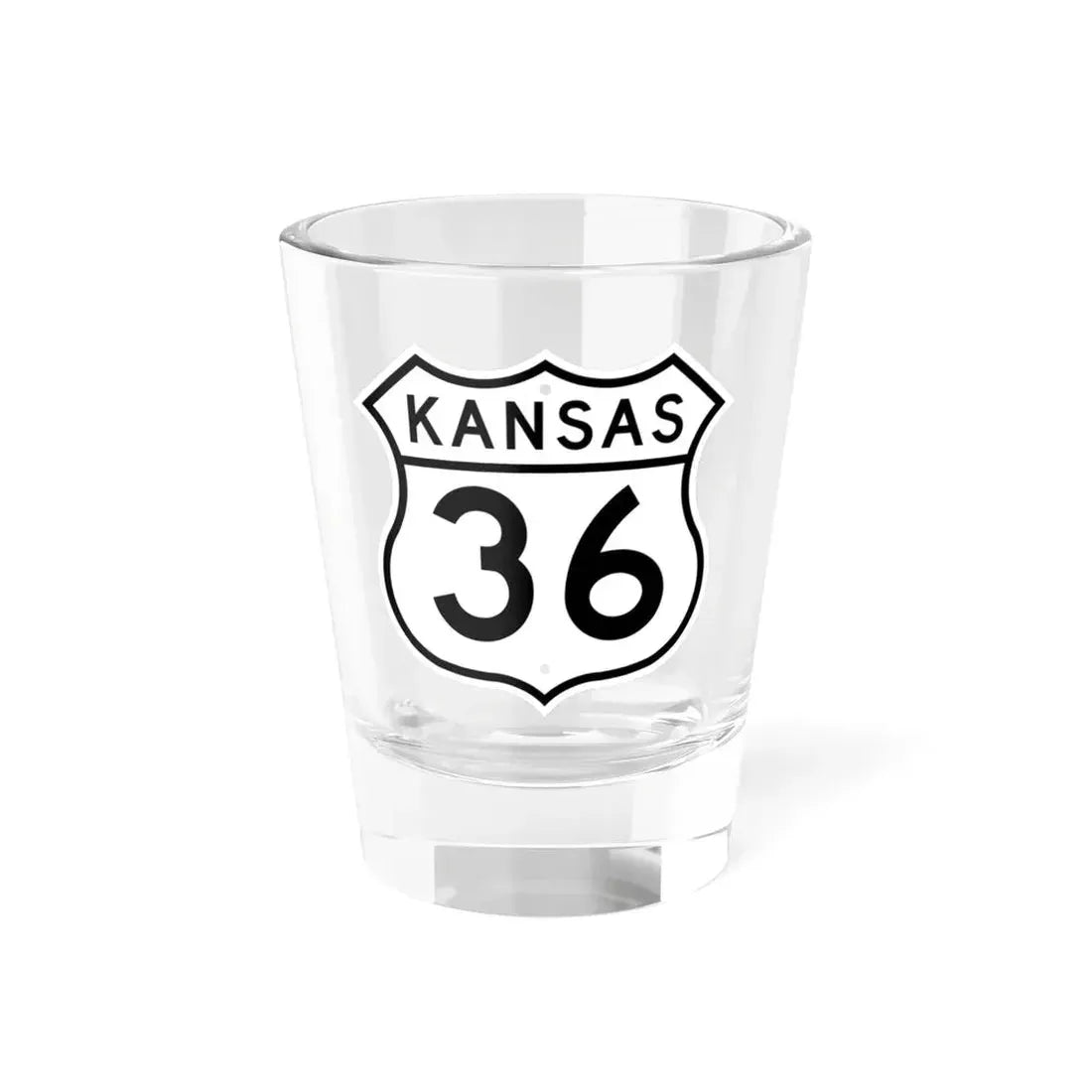 US 36 Kansas 1962 (Kansas) (Road Sign) Shot Glass 1.5oz 1.5oz - Go Mug Yourself