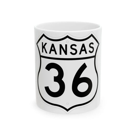 US 36 Kansas 1962 (Kansas) (Road Sign) White Coffee Mug 11oz - Go Mug Yourself