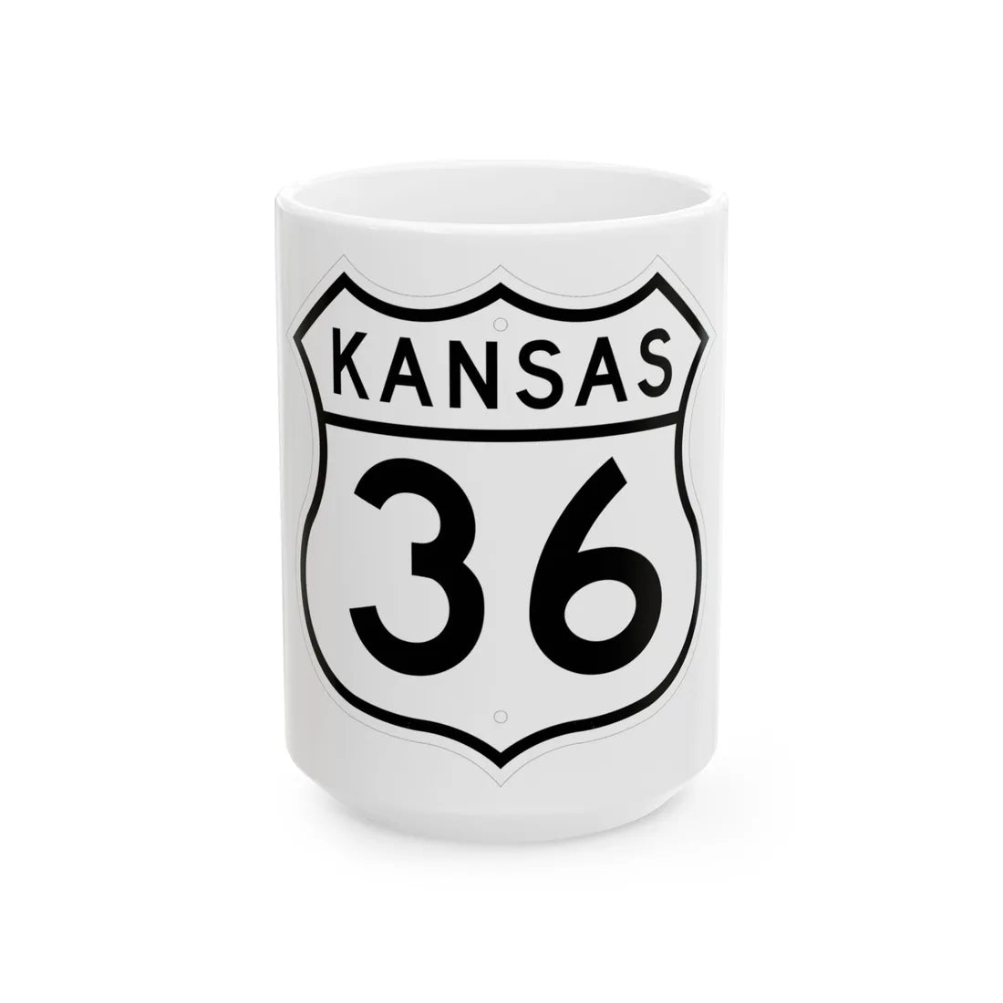 US 36 Kansas 1962 (Kansas) (Road Sign) White Coffee Mug 15oz - Go Mug Yourself