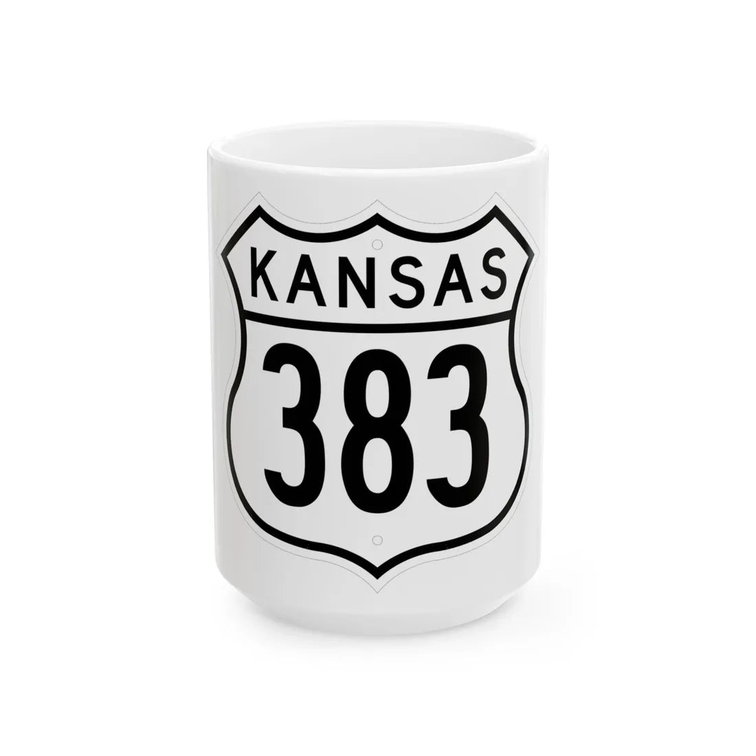 US 383 Kansas 1962 (Kansas) (Road Sign) White Coffee Mug 15oz - Go Mug Yourself