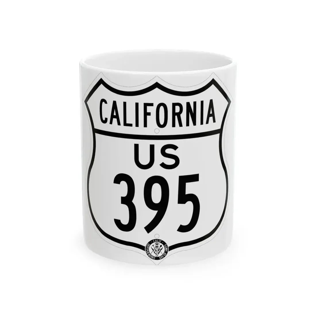 US 395 California 1948 (California) (Road Sign) White Coffee Mug 11oz - Go Mug Yourself