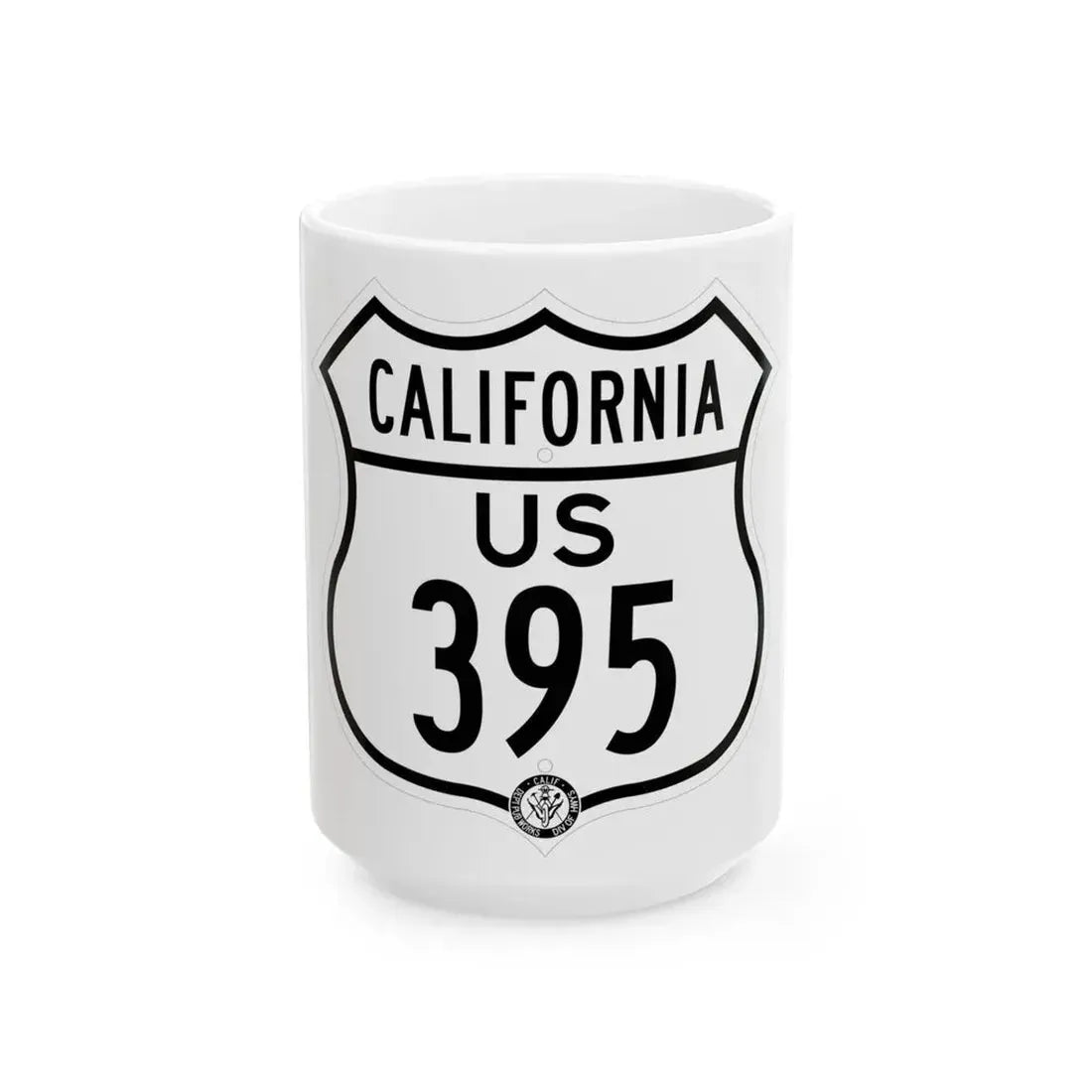 US 395 California 1948 (California) (Road Sign) White Coffee Mug 15oz - Go Mug Yourself
