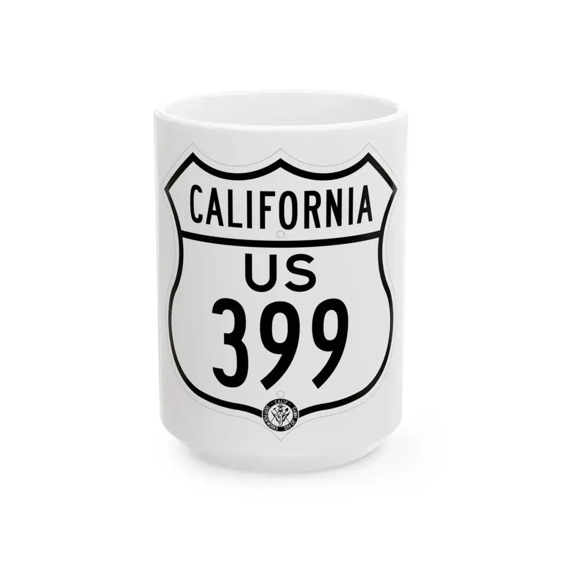 US 399 California 1948 (California) (Road Sign) White Coffee Mug 15oz - Go Mug Yourself